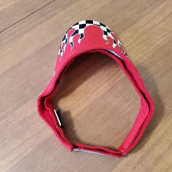 Bandimere Speedway Adjustable Red Magic Headwear Checker Flame Visor Drag Racing - Picture 8 of 11